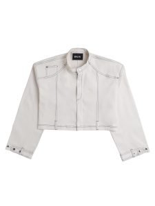 Cropped Denim Biker Jacket