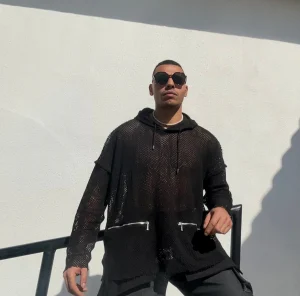 Black Netted Draft Hoodie